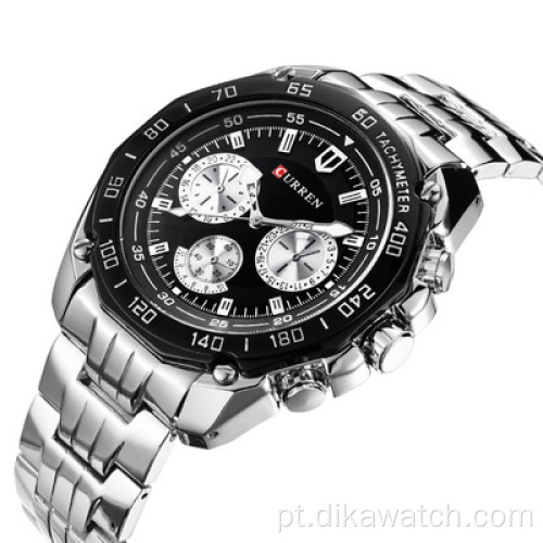2021 CURREN 8077 Relógios de pulso esportivos de marca de luxo masculino Relógios masculinos de quartzo luminoso cronógrafo casual relógios masculinos